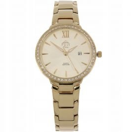 klasyczny damski Zegarek FUJI Time w kolorze złotym z białą tarczą M7112Q - Zegarki Fuji Time