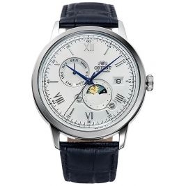 klasyczny męski Zegarek Orient Automatic Classic Sun & Moon Bambino RA-AK0802S10B na pasku