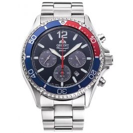 sportowy męski Zegarek Orient Mako Solar RA-TX0201L10B Chronograph Pepsi - Zegarki Orient
