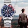 sportowy męski Zegarek Orient Mako Solar RA-TX0201L10B Chronograph Pepsi - Zegarki Orient