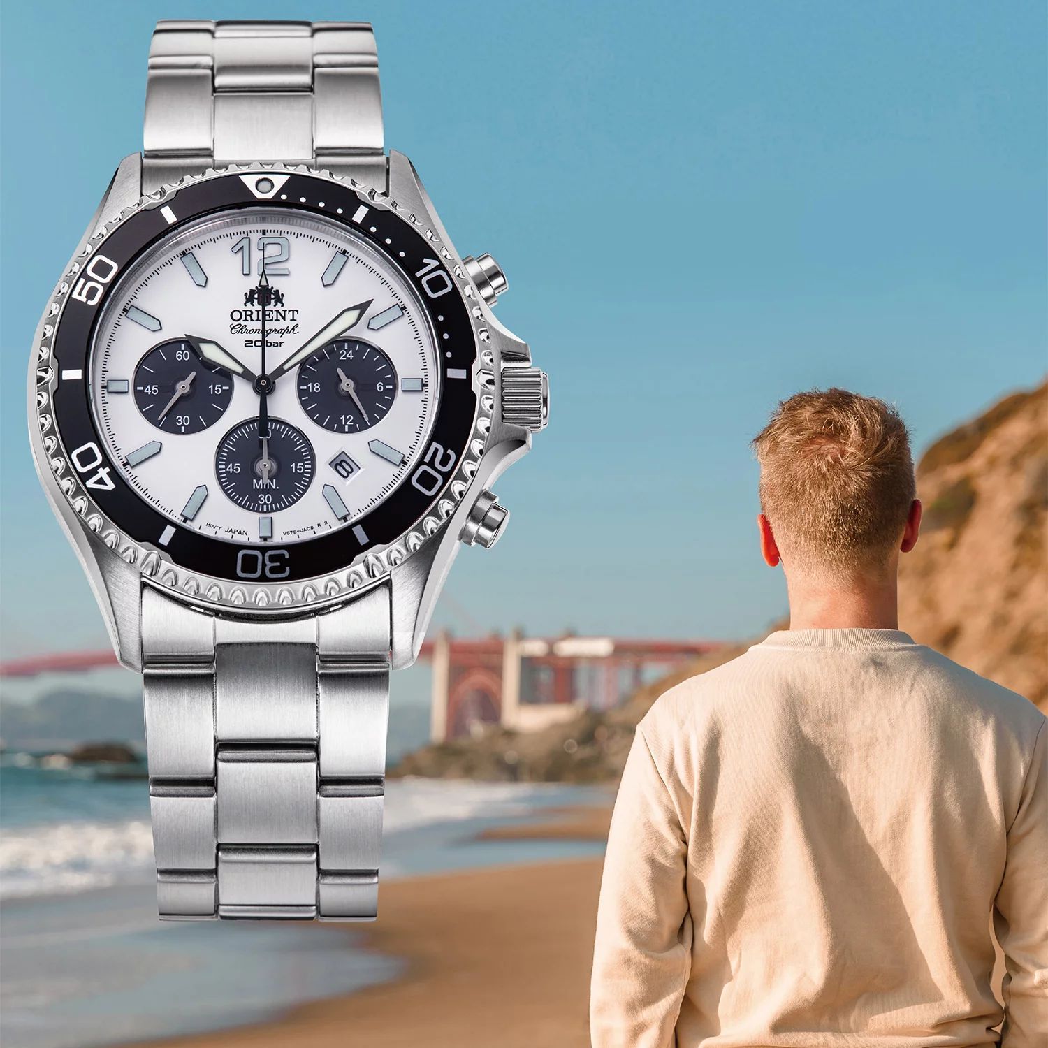 Zegarek Orient Mako Solar RA-TX0203S10B Chronograph Panda - Zegarki