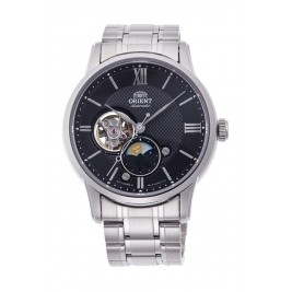 klasyczny męski Zegarek Orient Sun & Moon Automatic RA-AS0008B10B Open Heart na bransolecie