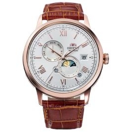 klasyczny męski Zegarek Orient Automatic Classic Sun & Moon Bambino RA-AK0801S30B na pasku