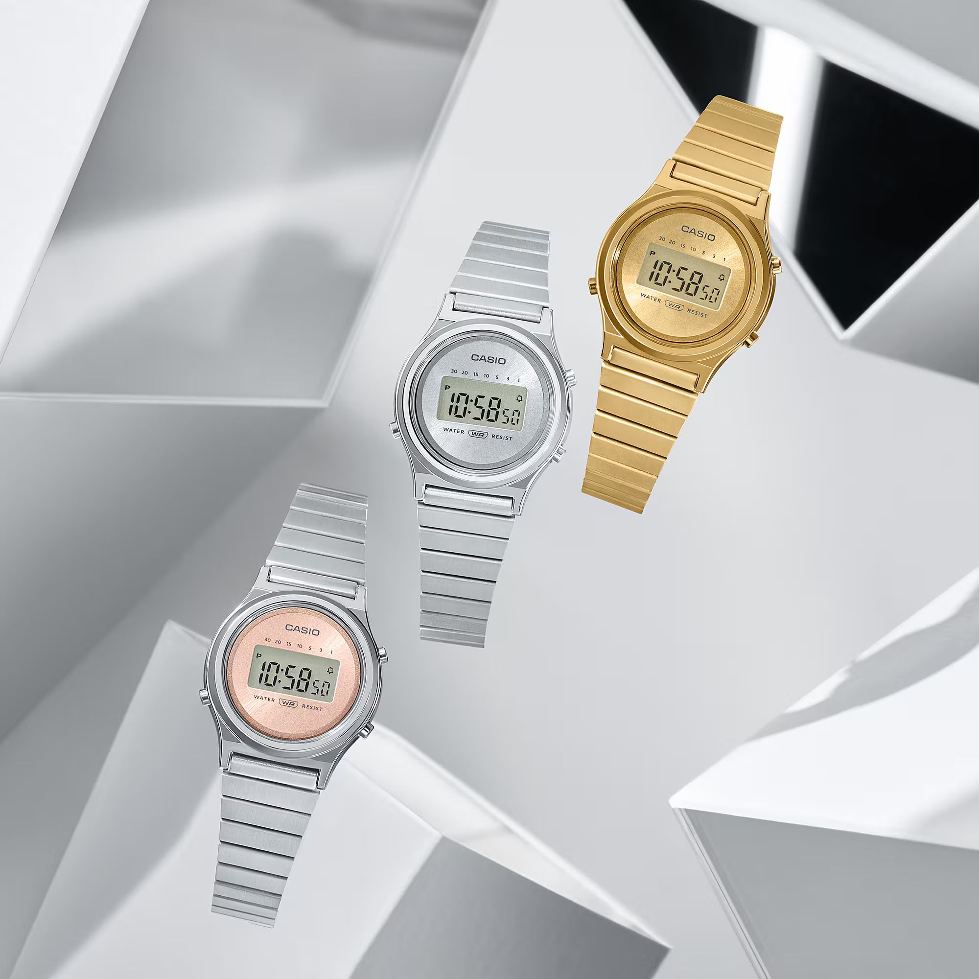 Zegarki damskie Casio Vintage Gold i Silver na bransolecie