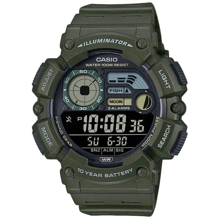 Zegarek Casio Fishing Gear WS-1500H-3BVEF idealny dla wędkarza – prezent na Dzień Ojca