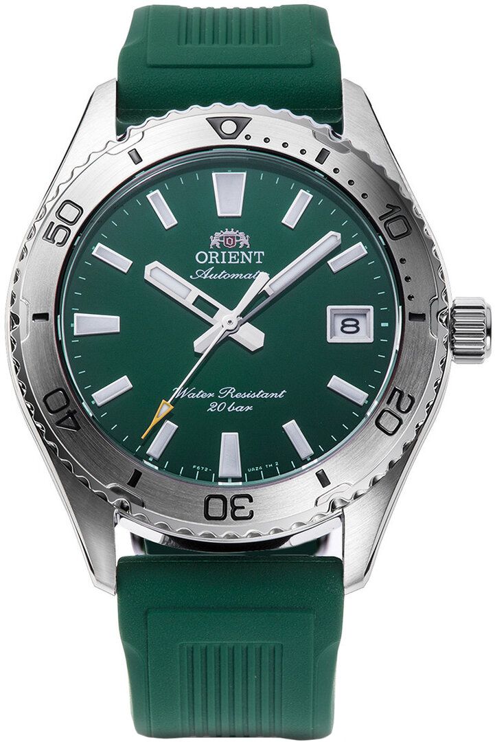 Zielony zegarek Orient Mako 40 RA-AC0Q11E30B na gumowym pasku – diver unisex 200m