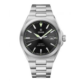 Srebrny zegarek męski z czarną tarczą i świecącymi wskazówkami Cover Iconosteel CO213.01 41mm