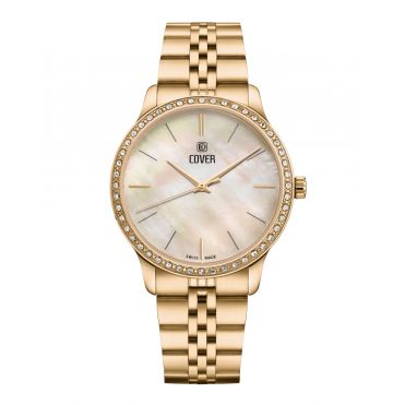 Elegancki zegarek damski do sukienki COVER Saraya Crystal Gold CO206.04