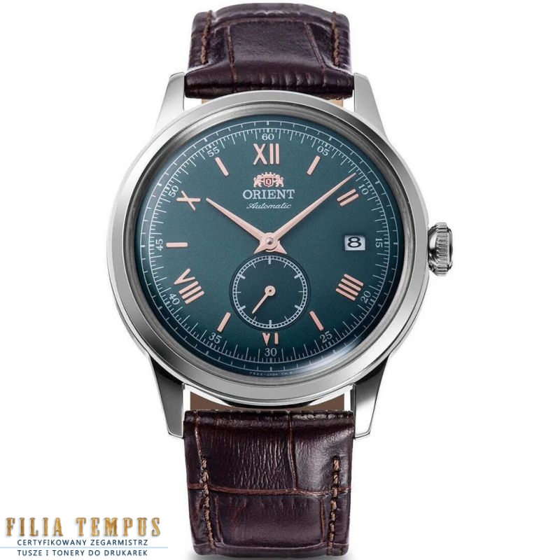 Zegarek z zieloną tarczą męski Orient Bambino Small Seconds RA-AP0102E30B