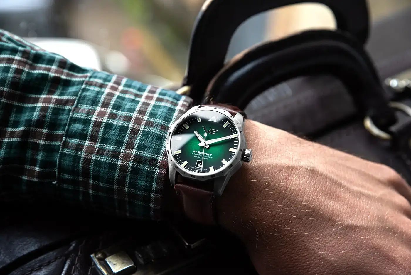 Zegarek z zieloną tarczą męski Vostok Rocket N1 Compact 39mm