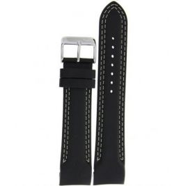 Pasek Vostok Europe Rocket N1 - Skóra (5146) czarny z białym p. błyszcząca kl. - Paski i bransolety VOSTOK