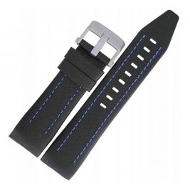Pasek Vostok Europe Lunokhod - Skóra (5213) czarny z niebieskim p. matowa kl. - Paski i bransolety VOSTOK