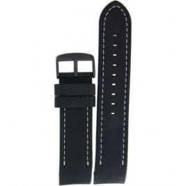 Pasek Vostok Europe Anchar - Skóra (4142) czarny z białym p. czarna kl. - Paski i bransolety VOSTOK