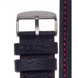 Pasek Vostok Europe Anchar - Skóra (7171) czarny z czerwonym p. matowa kl. - Paski i bransolety VOSTOK