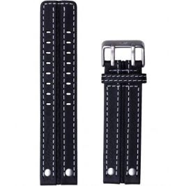 Pasek Vostok Europe Expedition - Skóra (A639) czarny z białym p. matowa kl. - Paski i bransolety VOSTOK