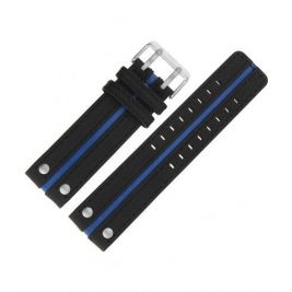 Pasek Vostok Europe Expedition - Skóra (5195) czarny z niebieskim śr.matowa kl. - Paski i bransolety VOSTOK