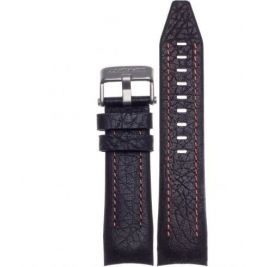 Pasek Vostok Europe Lunokhod - Skóra (A506) czarny z pomarańczowym p. matowa kl. - Paski i bransolety VOSTOK