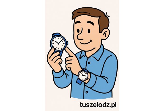 Dowiedz się, jak krok po kroku ustawić datownik w zegarku - Kreskówkowa ilustracja pokazująca czasomierze.