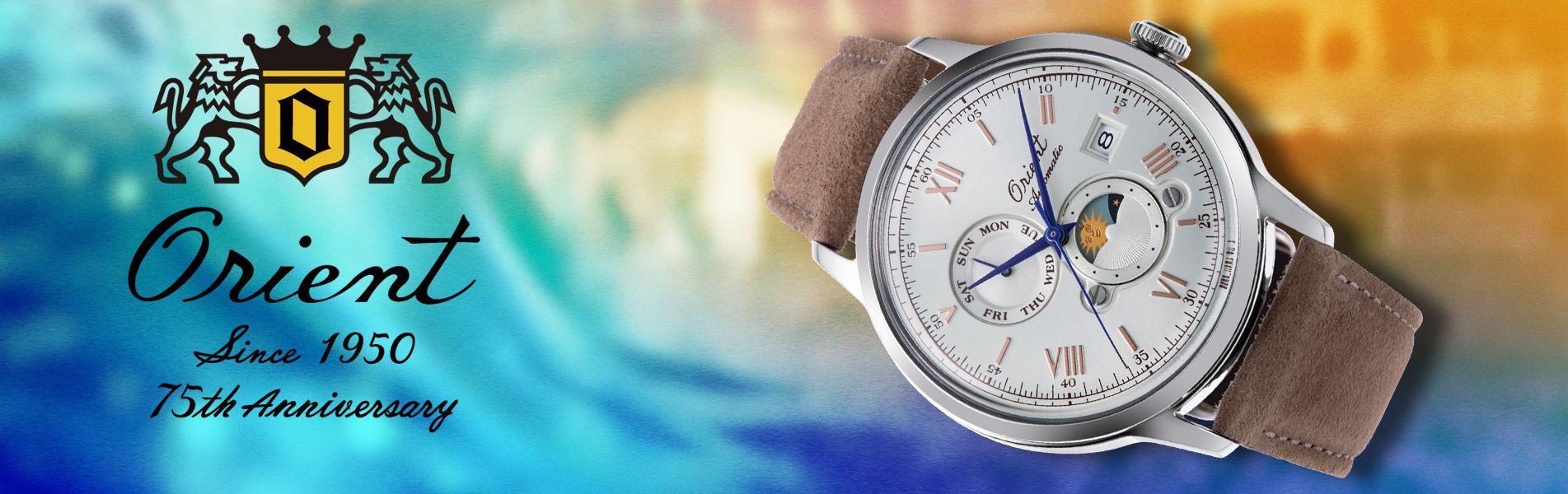Limitowany zegarek męski Orient Automatic Classic Sun & Moon Bambino 75th Anniversary Edition
